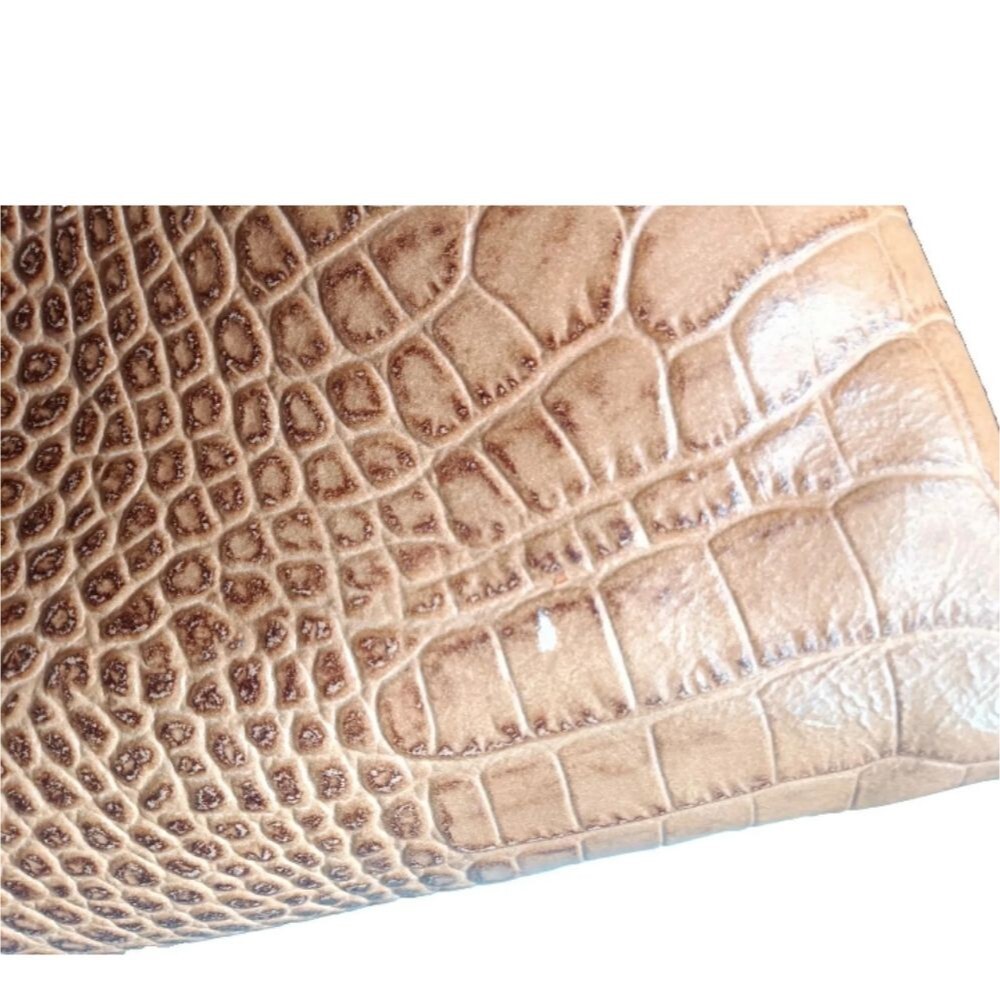 Lacucci Italian Leather Satchel Large Handbag Bag Crocodile Embossed Brown Tan - Picture 13 of 16